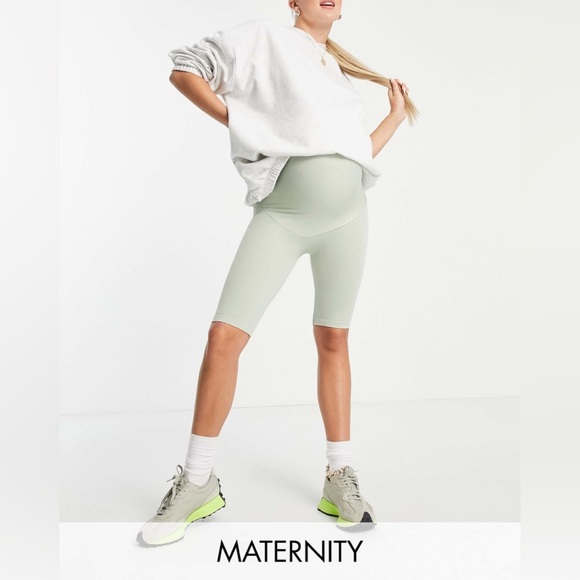 Mamalicious Maternity active seamless shorts sage L/XL - Picture 1 of 5